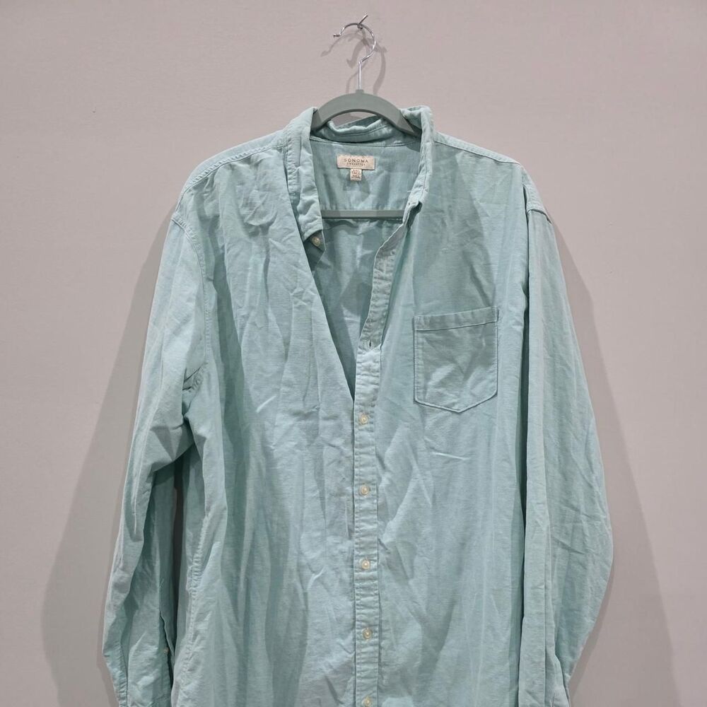 Sonoma-goods-for-life Men's Blue and Green Shirt